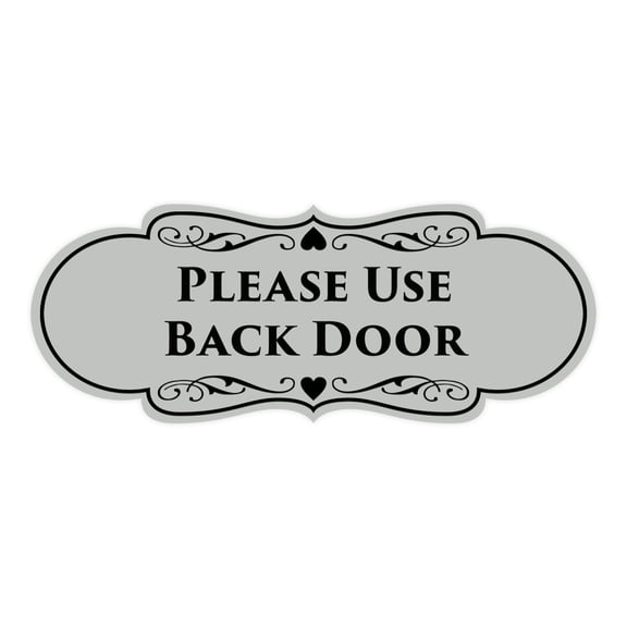Signs ByLITA Designer Please Use Back Door Sign (Lt Gray) - Large