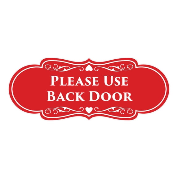 Signs ByLITA Designer Please Use Back Door Sign (Red) - Large