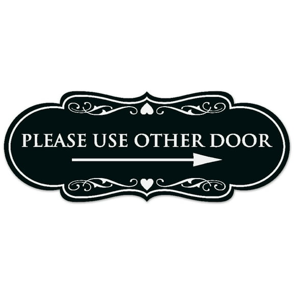 Signs ByLITA Designer Please Use Other Door (Right Arrow) Sign - Easy Installation | Durable Wall or Door Sign (Black) - Large