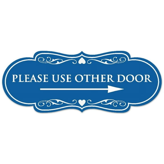 Signs ByLITA Designer Please Use Other Door (Right Arrow) Sign - Easy Installation | Durable Wall or Door Sign (Blue) - Medium
