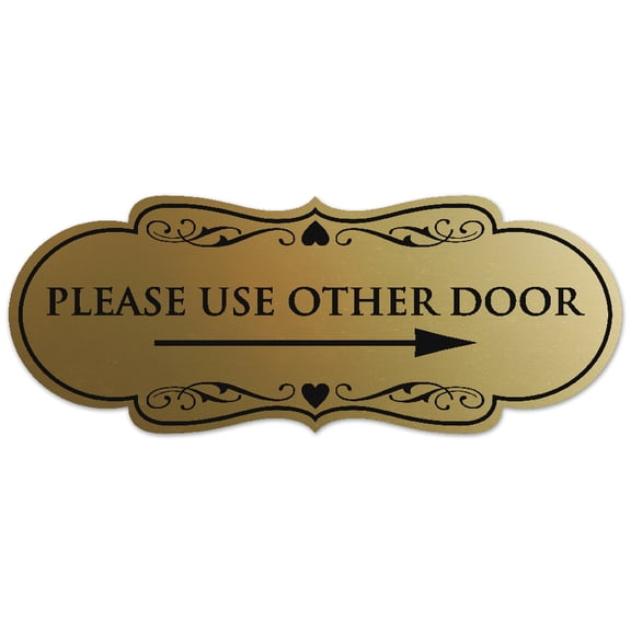 Signs ByLITA Designer Please Use Other Door (Right Arrow) Sign - Easy Installation | Durable Wall or Door Sign (Brushed Gold) - Large