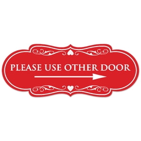 Signs ByLITA Designer Please Use Other Door (Right Arrow) Sign - Easy Installation | Durable Wall or Door Sign (Red) - Large