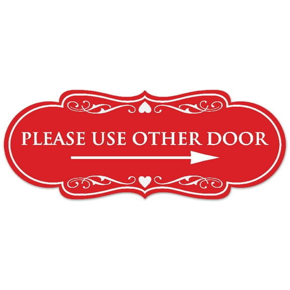 Signs ByLITA Designer Please Use Other Door (Right Arrow) Sign - Easy Installation | Durable Wall or Door Sign (Red) - Large