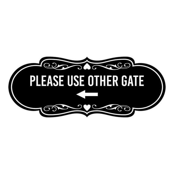 Signs ByLITA Designer Please Use Other Gate Left Arrow Sign (Black) - Large