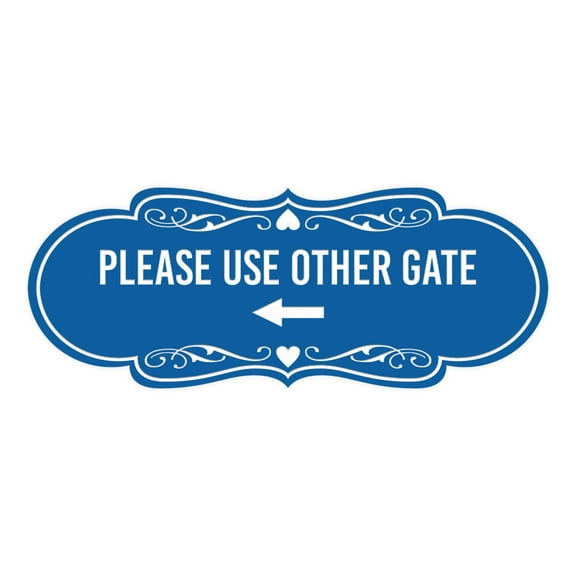 Signs ByLITA Designer Please Use Other Gate Left Arrow Sign (Blue) - Medium