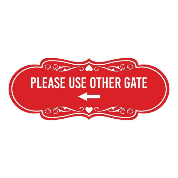 Signs ByLITA Designer Please Use Other Gate Left Arrow Sign (Red) - Large