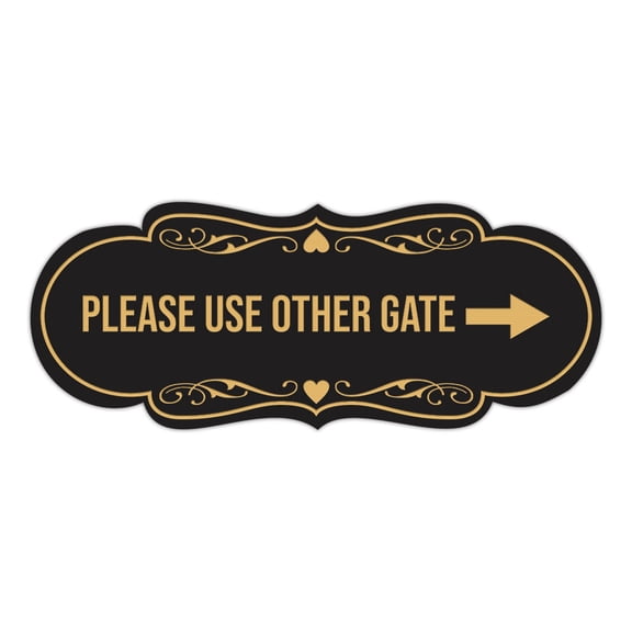 Signs ByLITA Designer Please Use Other Gate Sign (Black Gold) - Large