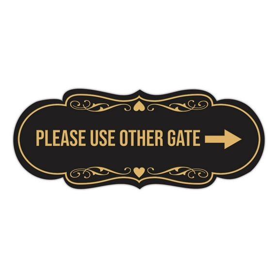 Signs ByLITA Designer Please Use Other Gate Sign (Black/Gold) - Small
