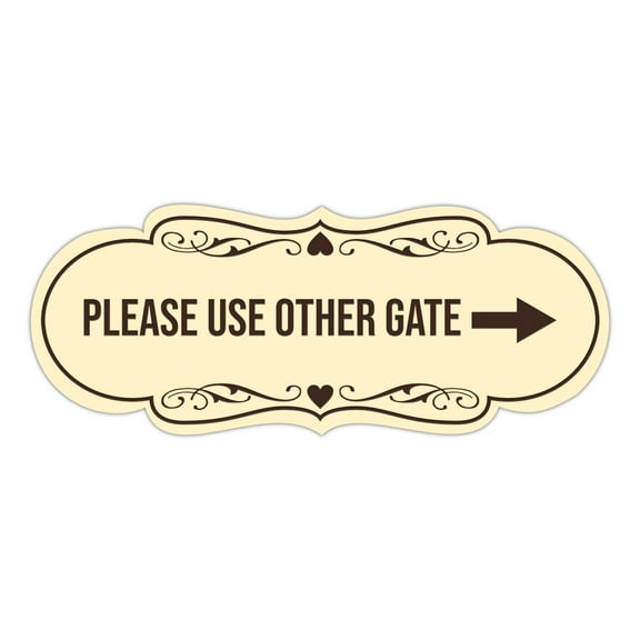 Signs ByLITA Designer Please Use Other Gate Sign (Ivory/Dark Brown) - Small