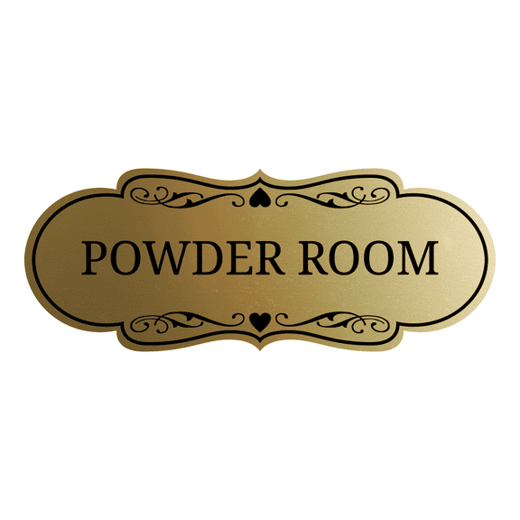 Signs ByLITA Designer Powder Room Sign (Brushed Gold) - Medium
