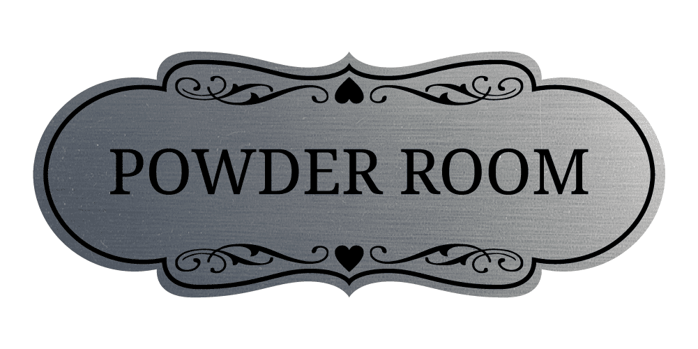 Powder Welcome Signs Signs ByLITA Designer Powder Room Sign (Brushed Silver) - Large ...