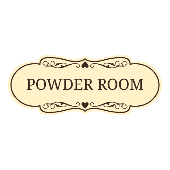 Signs ByLITA Designer Powder Room Sign (Ivory/Dark Brown) - Large