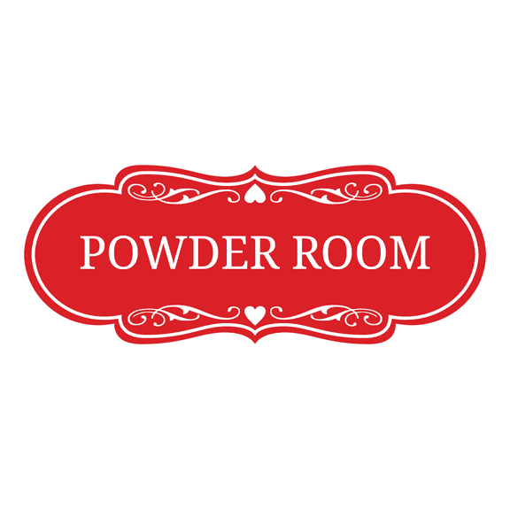 Signs ByLITA Designer Powder Room Sign (Red) - Large