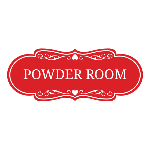 Signs ByLITA Designer Powder Room Sign (Red) - Small