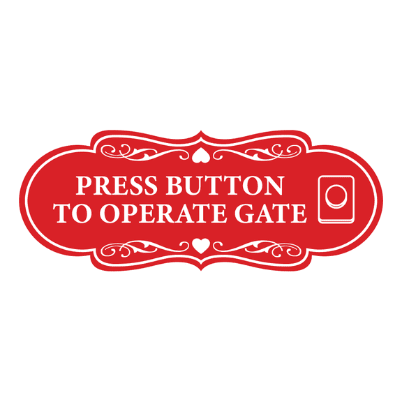 Signs ByLITA Designer Press button to operate gate Sign (Red) - Large