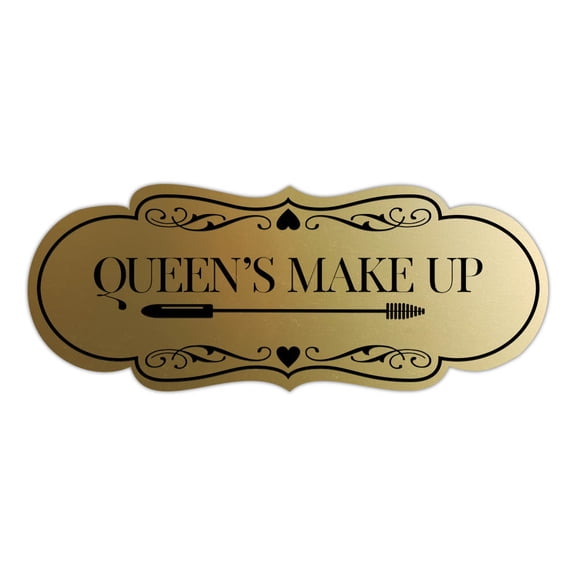 Signs ByLITA Designer Queen's Makeup Area Sign (Brushed Gold) - Medium