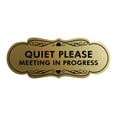 thumbnail image 1 of Signs ByLITA Designer Quiet Please Meeting in Progress Sign (Brushed Gold) - Small, 1 of 6