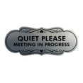 thumbnail image 1 of Signs ByLITA Designer Quiet Please Meeting in Progress Sign (Brushed Silver) - Large, 1 of 6