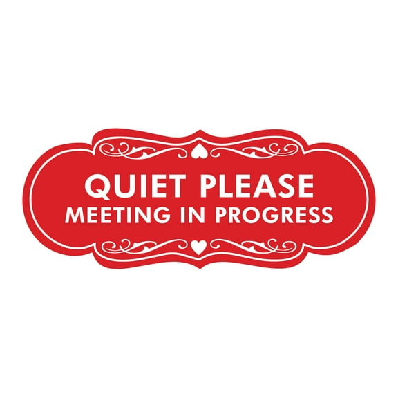 Signs ByLITA Designer Quiet Please Meeting in Progress Sign (Red) - Large