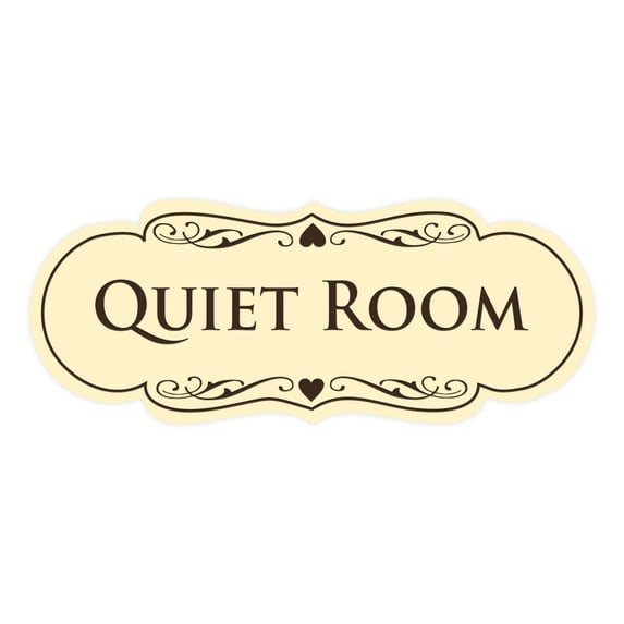 Signs ByLITA Designer Quiet Room Sign (Ivory/Dark Brown) - Large