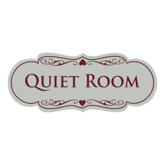 Signs ByLITA Designer Quiet Room Sign (Light Grey / Burgundy) - Large