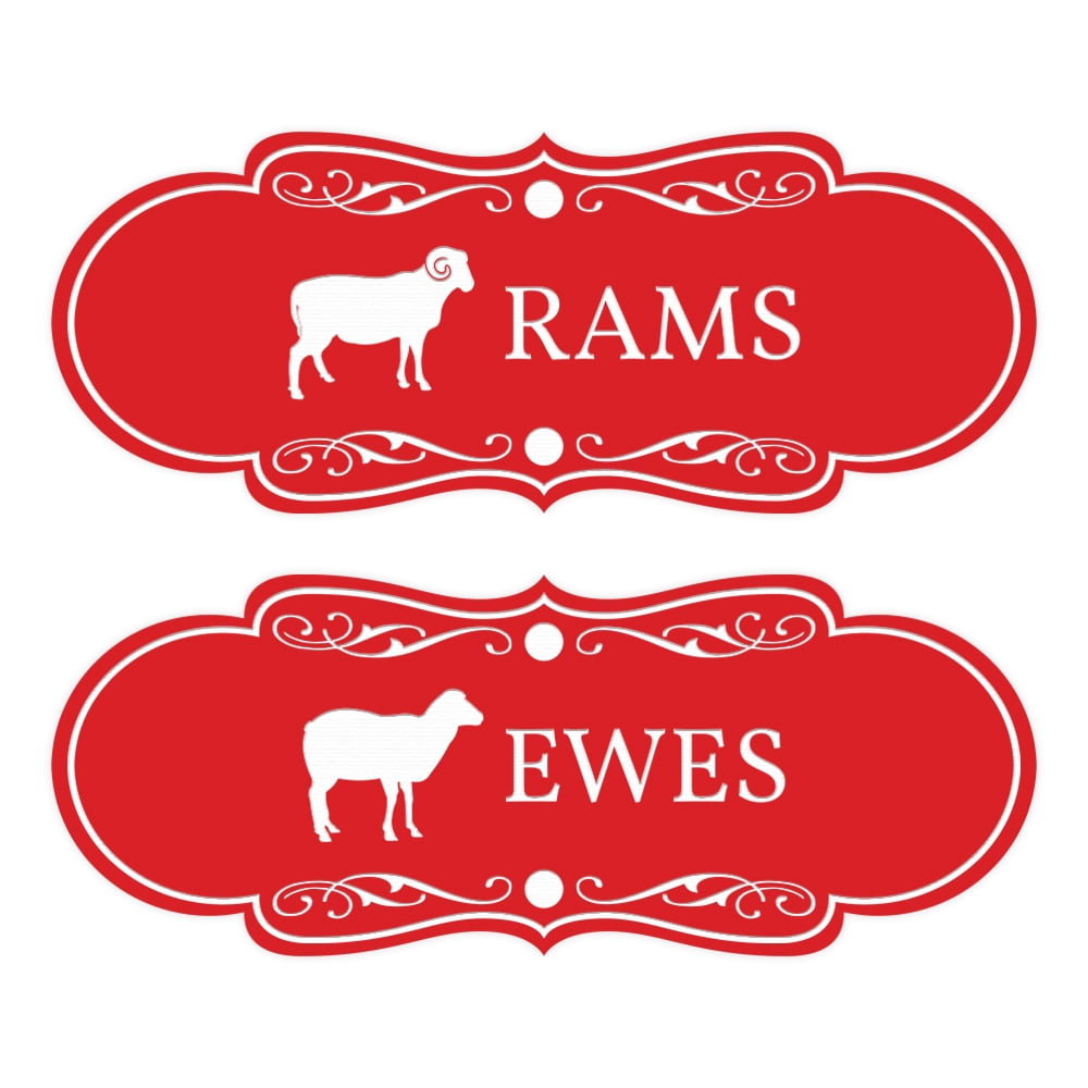Signs ByLITA Designer Rams and Ewes 2 Pack Restroom Sign (Red) - Small ...