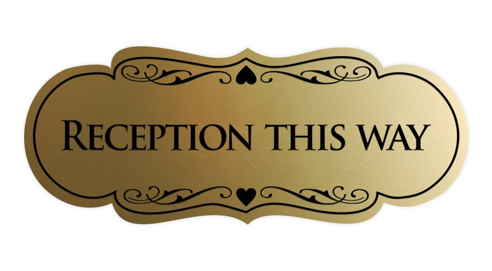 Signs ByLITA Designer Reception This Way Sign (Brushed Gold) - Medium ...