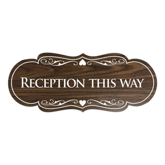 Signs ByLITA Designer Reception This Way Sign (Walnut) - Small
