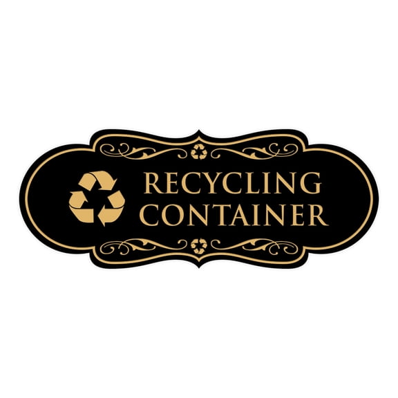 Signs ByLITA Designer Recycling Container Sign (Black Gold) - Large
