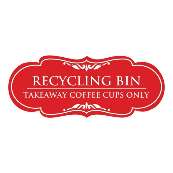 Signs ByLITA Designer Recycling bin. Takeaway Coffee Cups Only Elegant Design Clear Messaging Durable Construction Easy Installation Sign (Red) - Large