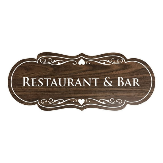 Signs ByLITA Designer Restaurant & Bar Sign (Walnut) - Large