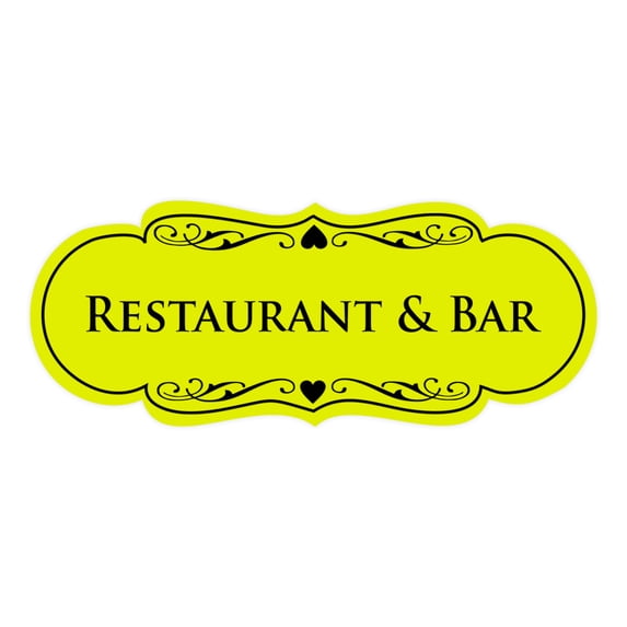 Signs ByLITA Designer Restaurant & Bar Sign (Yellow / Black) - Medium