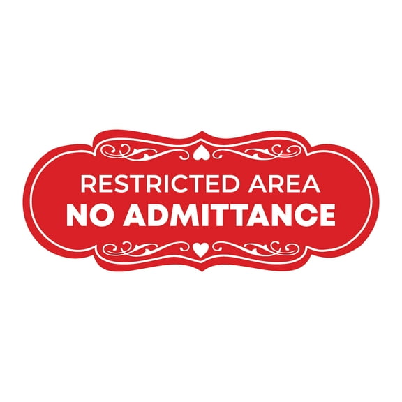 Signs ByLITA Designer Restricted Area No Admittance Sign (Red) - Medium