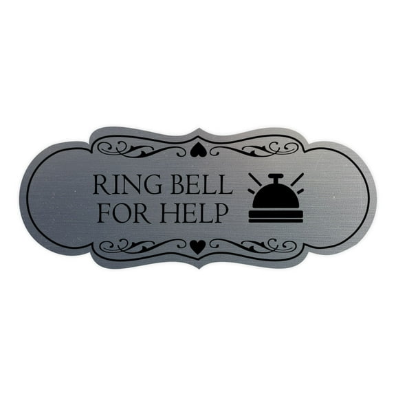 Signs ByLITA Designer Ring Bell for Help Sign (Brushed Silver) - Small