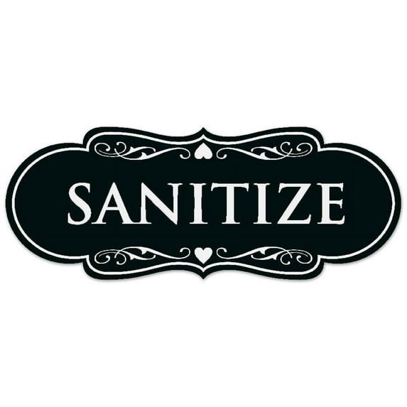 Signs ByLITA Designer Sanitize Sign - Easy Installation | Durable Wall or Door Sign (Black) - Medium