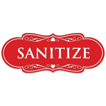 Signs ByLITA Designer Sanitize Sign - Easy Installation | Durable Wall or Door Sign (Red) - Large