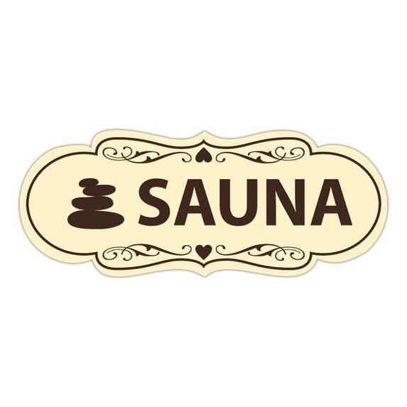 Signs ByLITA Designer Sauna Sign (Ivory/Dark Brown) - Large