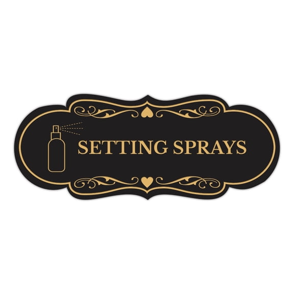 Signs ByLITA Designer Setting Sprays Makeup Area Sign (Black /Gold) - Small