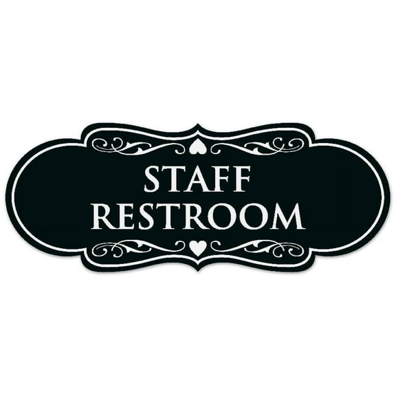 Signs ByLITA Designer Staff Restroom Sign - Easy Installation | Durable Wall or Door Sign (Black) - Medium