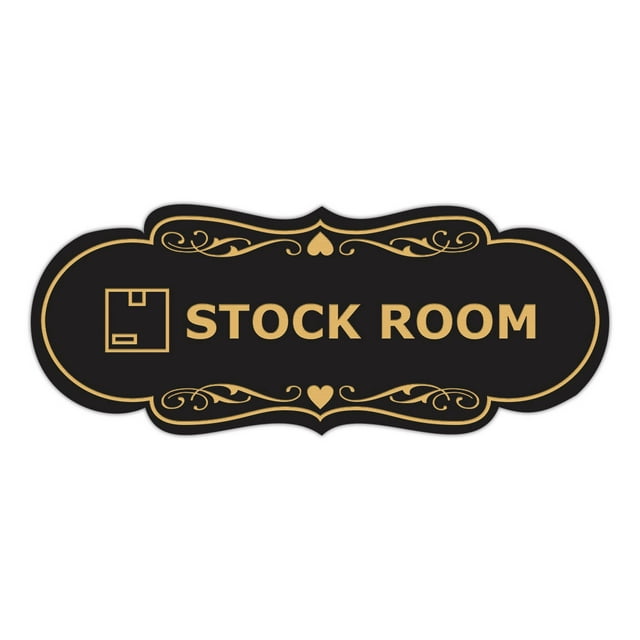 Signs ByLITA Designer Stock Room Sign (Black /Gold) - Small