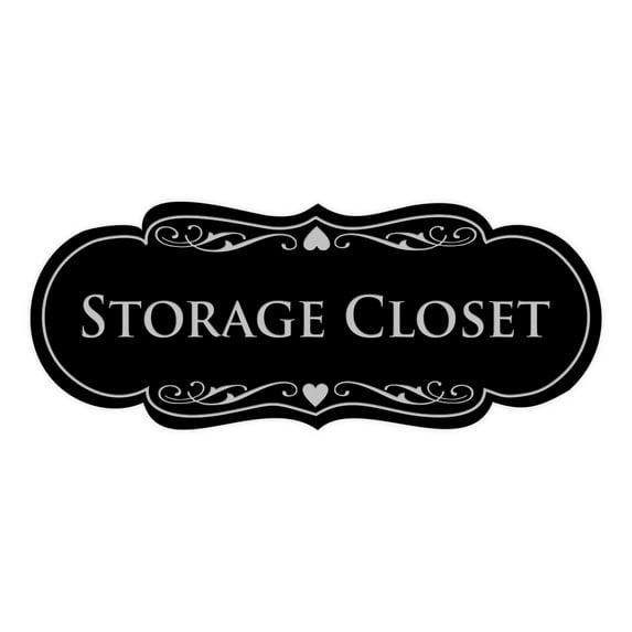Signs ByLITA Designer Storage Closet Sign (Black / Silver) - Large