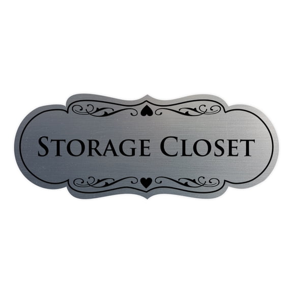 Signs ByLITA Designer Storage Closet Sign (Brushed Silver) - Large