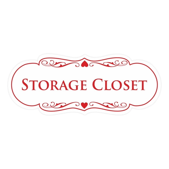 Signs ByLITA Designer Storage Closet Sign (White/Red) - Medium