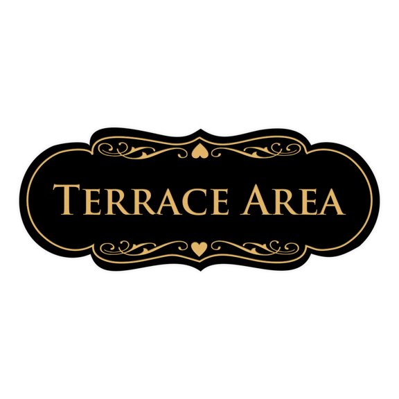 Signs ByLITA Designer Terrace Area Sign (Black Gold) - Medium