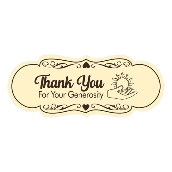 Signs ByLITA Designer Thank You for Your Generosity Sign (Ivory/Dark Brown) - Large
