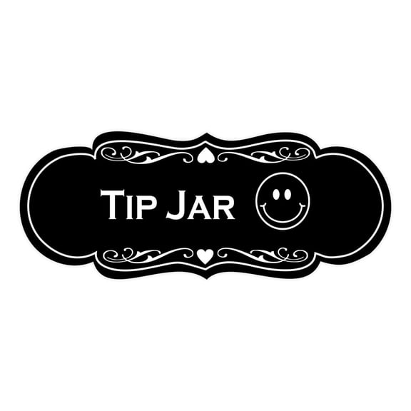 Signs ByLITA Designer Tip Jar (Smiley Face Vector) Sign (Black) - Medium