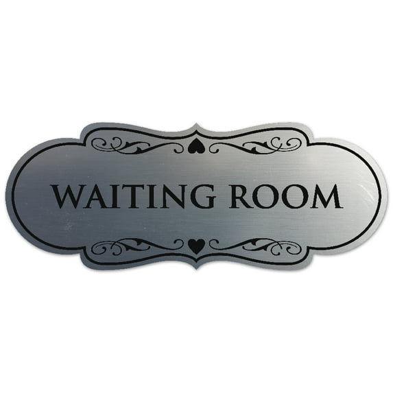 Signs ByLITA Designer Waiting Room Sign - Easy Installation | Durable Wall or Door Sign (Brushed Silver) - Large
