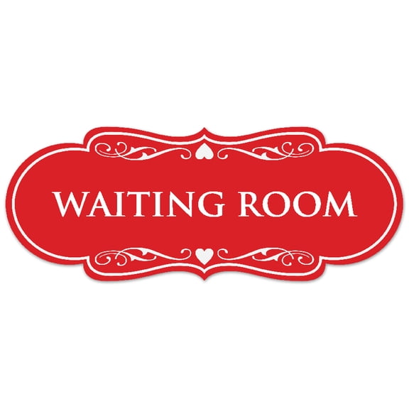 Signs ByLITA Designer Waiting Room Sign - Easy Installation | Durable Wall or Door Sign (Red) - Medium