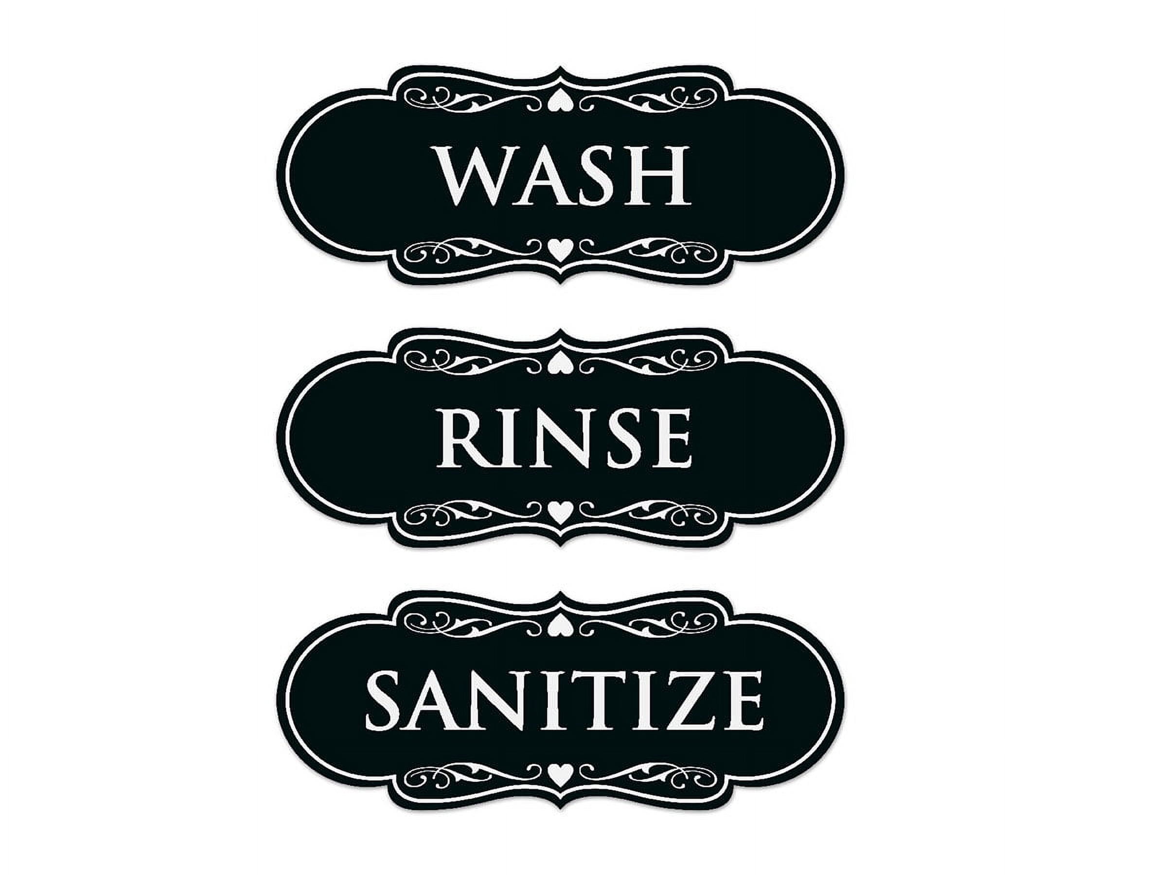 Signs ByLITA Designer Wash Rinse Sanitize Sign - Easy Installation ...