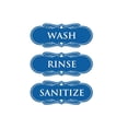 thumbnail image 1 of Signs ByLITA Designer Wash Rinse Sanitize Sign - Easy Installation | Durable Wall or Door Sign (Blue) - Large, 1 of 3